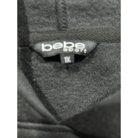 Bebe Sport Black And Gold Hoodie Thumbhole Long Sleeve Sweater - 1X - NWT - Picture 3 of 6